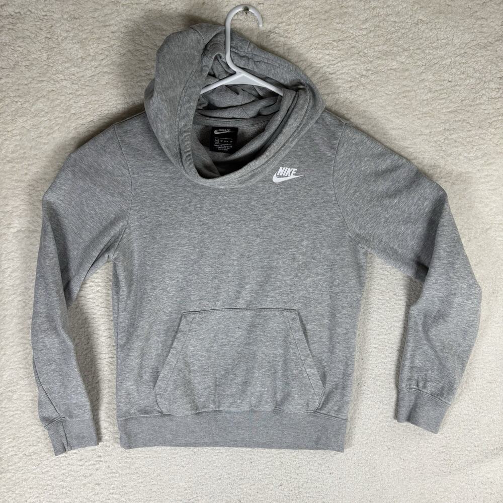 Nike Hoodie Sweatshirt Womens Large Gray Varsity Fleece Funnel Neck BV4526